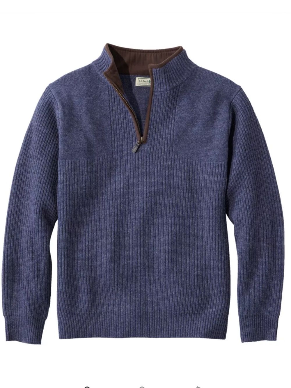 NWT L.L. Bean Men's Carbon 100% Wool Navy Waterfowl Sweater Small
